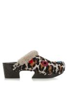 Bottega Veneta Leopard-print Calf-hair And Shearling Clog Sandals