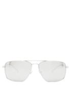 Matchesfashion.com Versace - Greek Key-engraved Navigator Metal Sunglasses - Mens - Silver