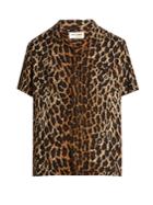 Saint Laurent Short-sleeved Leopard-print Twill Shirt