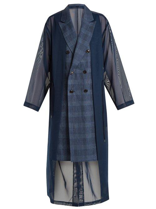 Matchesfashion.com Toga - Oversized Double Breasted Mesh Trench Coat - Womens - Navy
