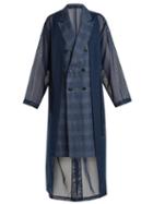 Matchesfashion.com Toga - Oversized Double Breasted Mesh Trench Coat - Womens - Navy