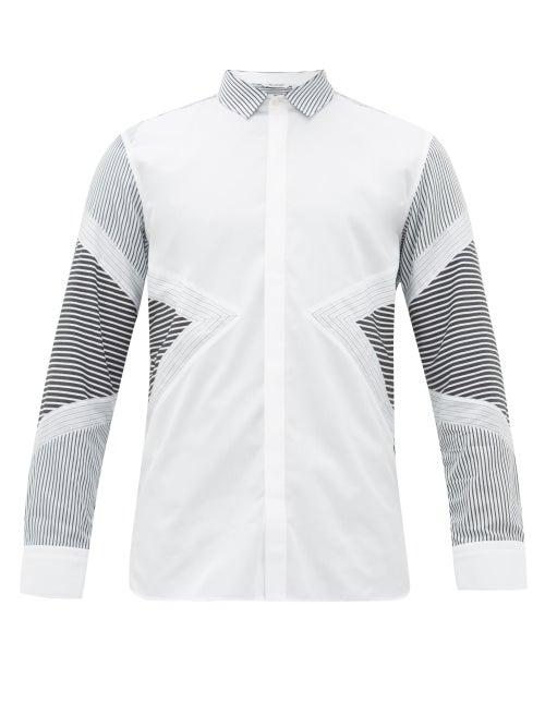Matchesfashion.com Neil Barrett - Striped Cotton Poplin Shirt - Mens - White Multi