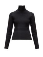 Matchesfashion.com Carolina Herrera - Roll Neck Ribbed Sweater - Womens - Black