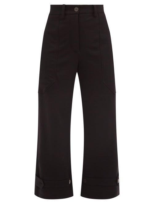 Loewe - High-rise Wool-blend Cropped Trousers - Womens - Black