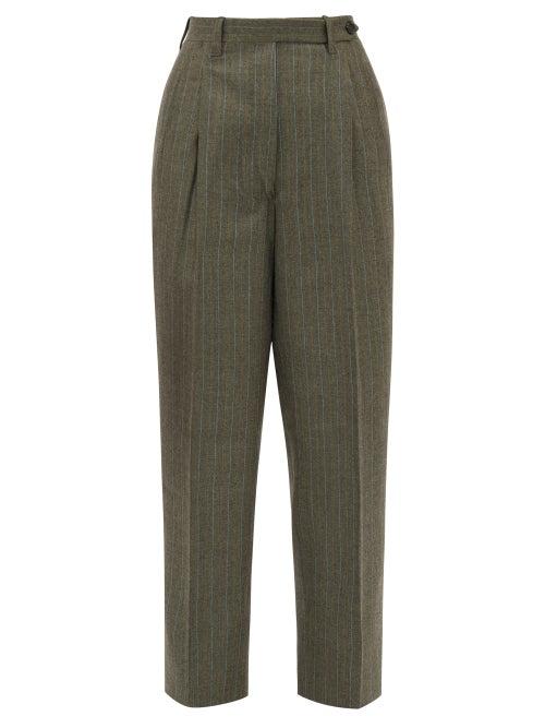Matchesfashion.com Giuliva Heritage Collection - The Cornelia Pinstriped Wool Trousers - Womens - Grey Multi