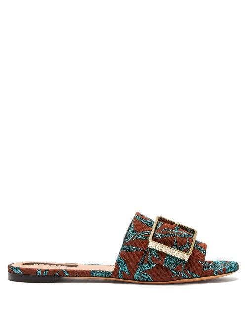 Matchesfashion.com Rochas - Metallic Floral Brocade Slides - Womens - Green Multi