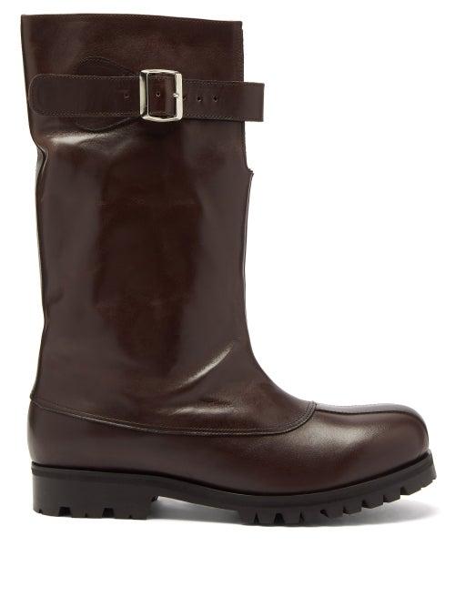 Stefan Cooke - Tall Leather Biker Boots - Mens - Brown
