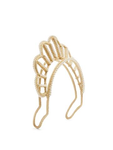 Matchesfashion.com Magnetic Midnight - Faux Pearl-embellished Strap Headpiece - Womens - White