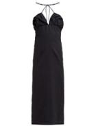 Matchesfashion.com Jacquemus - Bambino Halterneck Linen Midi Dress - Womens - Navy