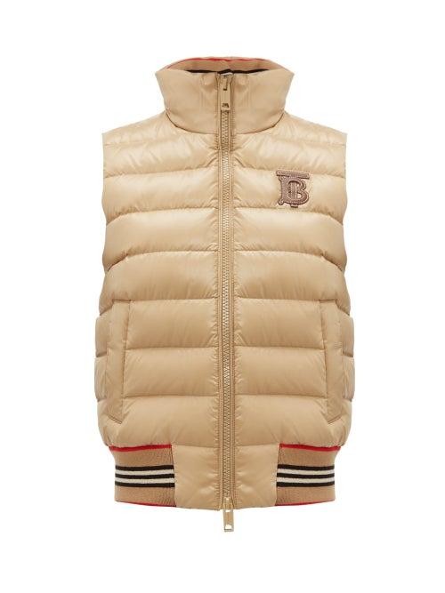 Matchesfashion.com Burberry - Tb Logo Quilted Technical Shell Gilet - Womens - Beige