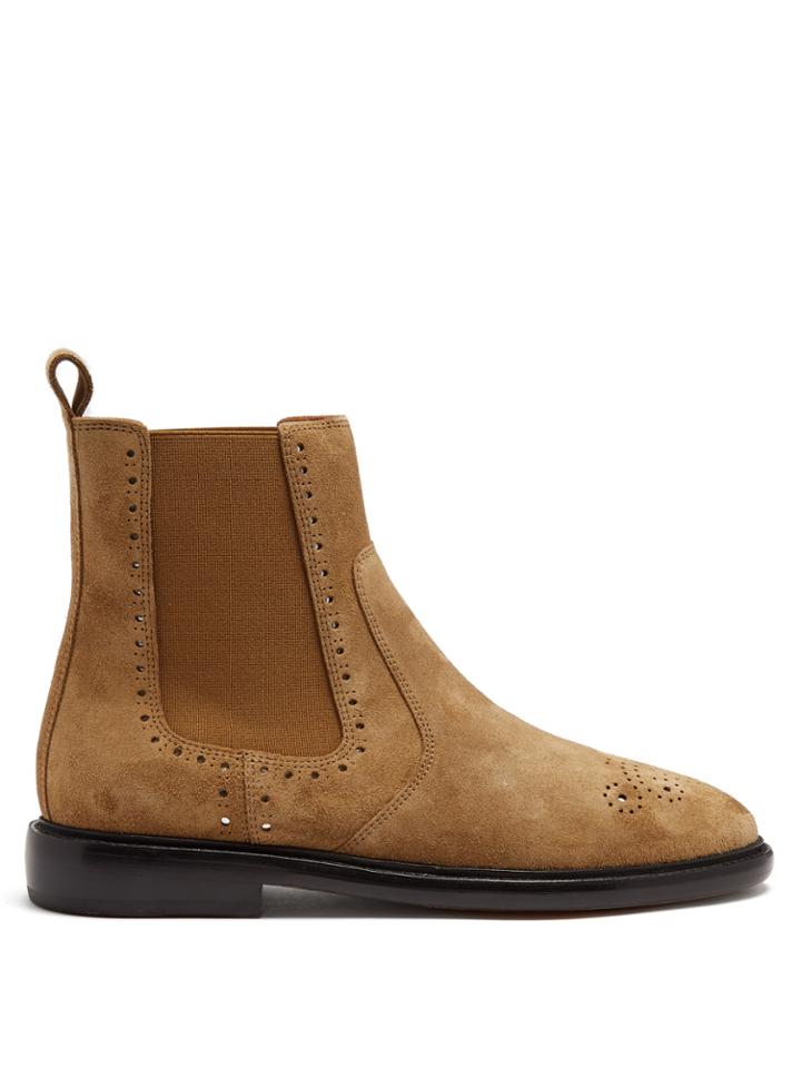 Isabel Marant Chelaya Brougue-detail Suede Chelsea Boot