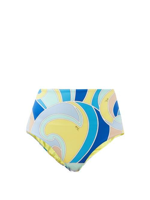 Matchesfashion.com Emilio Pucci - Quirimbas-print High-rise Bikini Briefs - Womens - Blue Multi