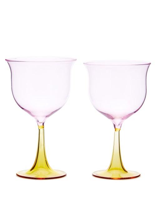 Matchesfashion.com Campbell-rey - X Laguna B Set Of Two Cosimo Wine Glasses - Pink Multi