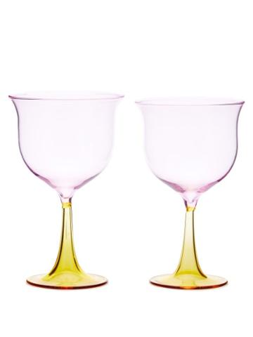 Matchesfashion.com Campbell-rey - X Laguna B Set Of Two Cosimo Wine Glasses - Pink Multi