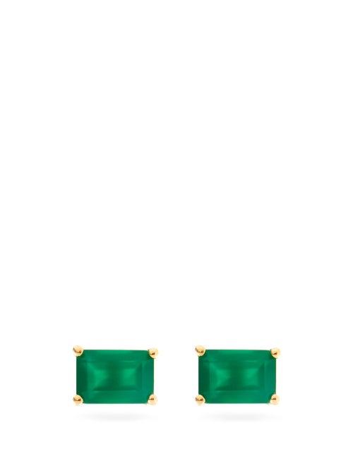 Matchesfashion.com Suzanne Kalan - Green Onyx & 14kt Gold Stud Earrings - Womens - Green Gold