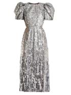 Matchesfashion.com Carolina Herrera - Open Back Sequined Tulle Gown - Womens - Silver