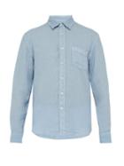 Matchesfashion.com 120% Lino - Long Sleeve Linen Shirt - Mens - Mid Blue