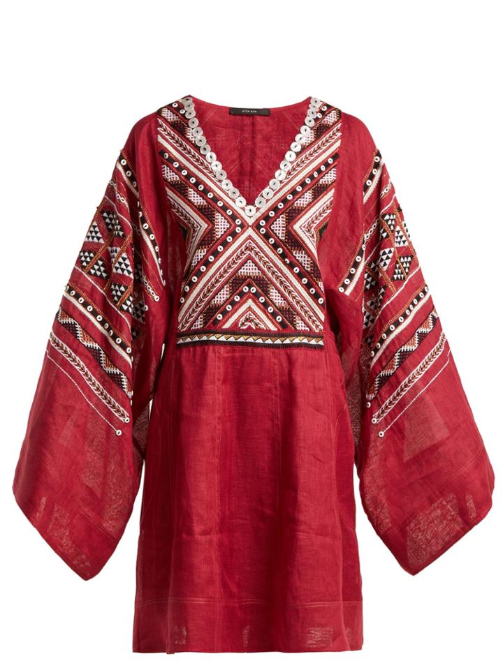 Vita Kin Malta Graphic-embroidered Linen Dress