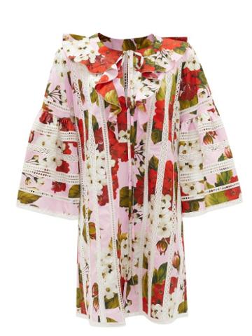 Matchesfashion.com Dolce & Gabbana - Geranium-print Openwork Cotton Cover Up - Womens - Red Print