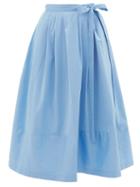 Matchesfashion.com Thierry Colson - Java Pleated Cotton Wrap Skirt - Womens - Blue