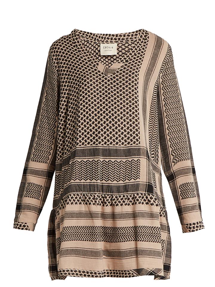 Cecilie Copenhagen Ruffled-hem Scarf-jacquard Cotton Dress
