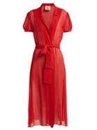 Matchesfashion.com Adriana Degreas - X Charlotte Olympia Pin Up Silk Georgette Dress - Womens - Red