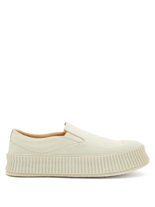 Matchesfashion.com Jil Sander - Ribbed-sole Slip-on Leather Trainers - Womens - White