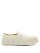 Matchesfashion.com Jil Sander - Ribbed-sole Slip-on Leather Trainers - Womens - White