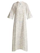 Matchesfashion.com Thierry Colson - Rachel Floral Print Silk Kaftan - Womens - Blue White