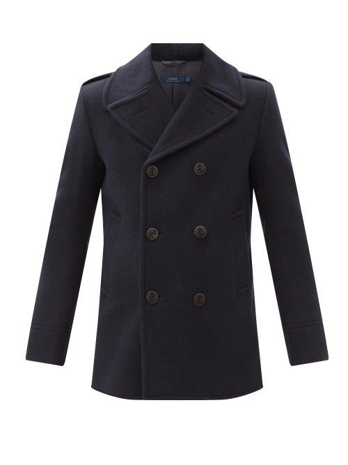 Matchesfashion.com Polo Ralph Lauren - Double-breasted Melton Wool-blend Pea Coat - Mens - Navy