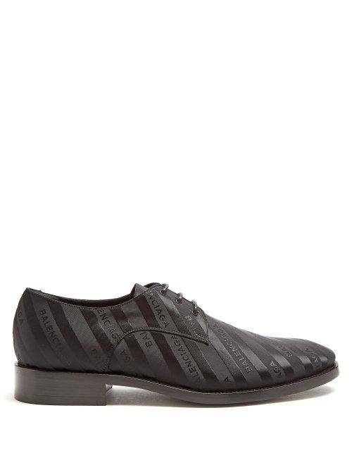 Matchesfashion.com Balenciaga - Logo Jacquard Derby Shoes - Mens - Black