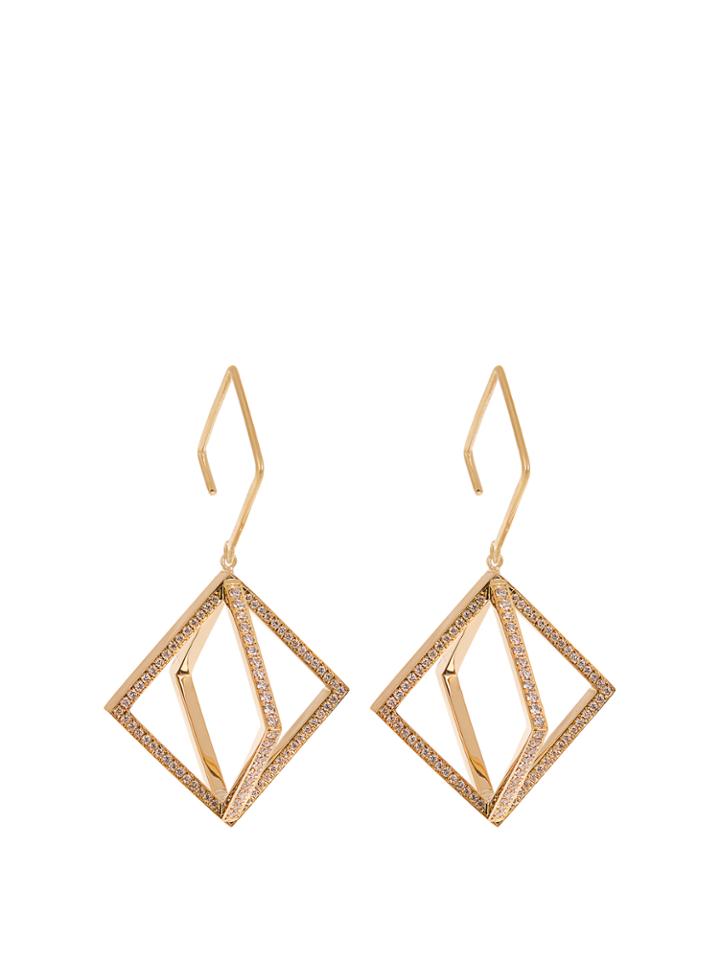 Azlee Axis Diamond & Yellow-gold Earrings