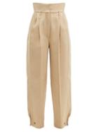 Matchesfashion.com Givenchy - High-rise Buttoned-cuff Straight-leg Trousers - Womens - Beige