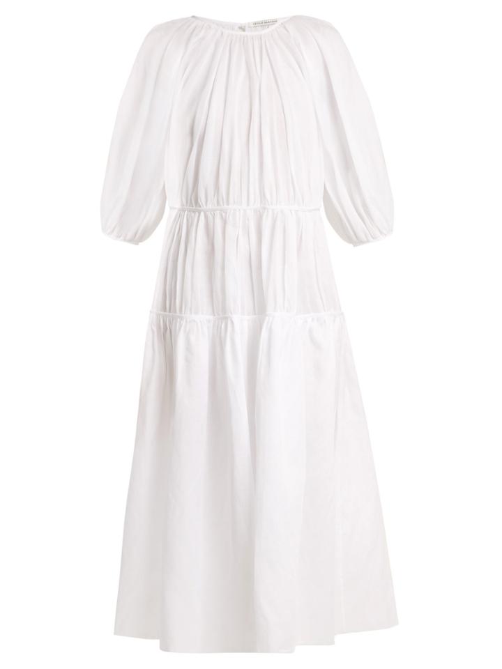 Cecilie Bahnsen Aia Puff-sleeve Tiered Cotton Dress