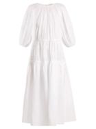 Cecilie Bahnsen Aia Puff-sleeve Tiered Cotton Dress
