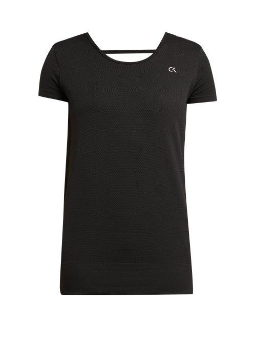 Matchesfashion.com Calvin Klein Performance - Logo Print Stretch Mesh Sports Top - Womens - Black