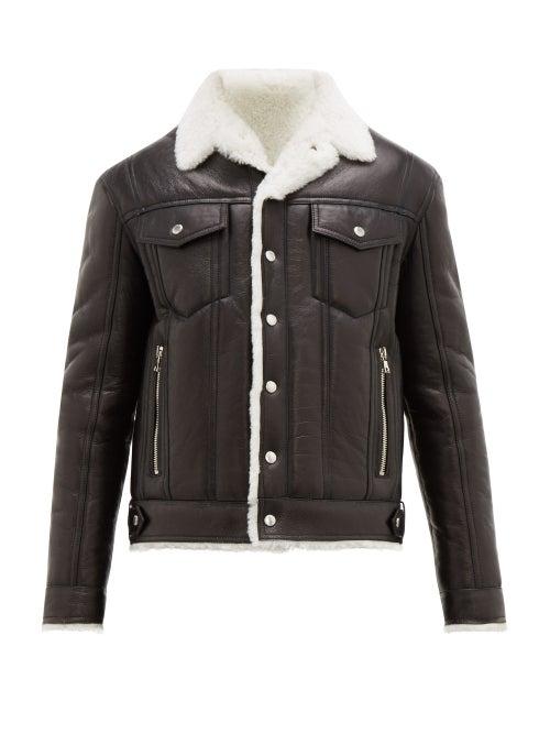 Matchesfashion.com Balmain - Shearling Lined Leather Flight Jacket - Mens - Black