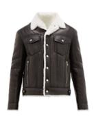 Matchesfashion.com Balmain - Shearling Lined Leather Flight Jacket - Mens - Black