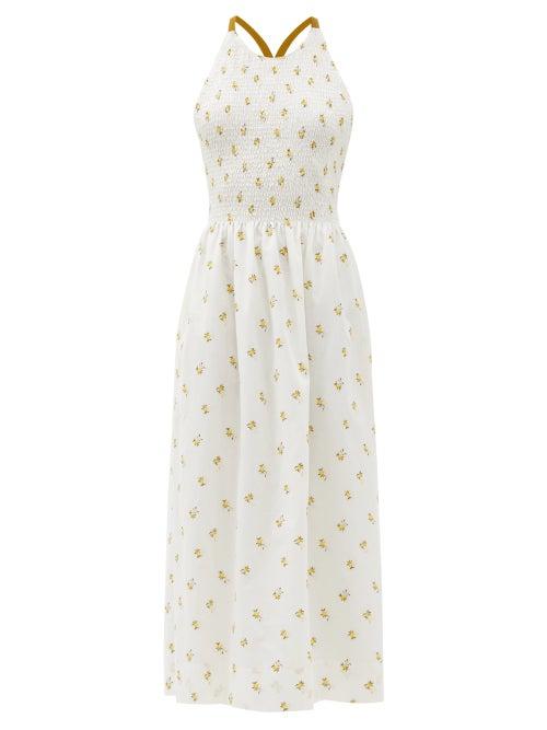 Ladies Beachwear Three Graces London - Soleil Embroidered Cotton-blend Sun Dress - Womens - White Multi