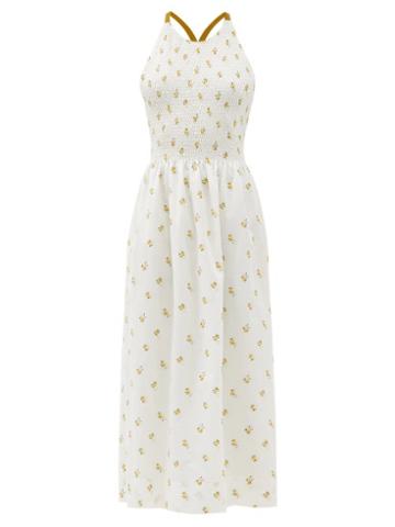 Ladies Beachwear Three Graces London - Soleil Embroidered Cotton-blend Sun Dress - Womens - White Multi