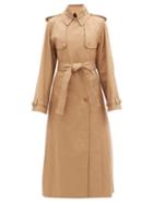 Matchesfashion.com Gabriela Hearst - Lorna Double-breasted Pleated Cotton Trench Coat - Womens - Camel