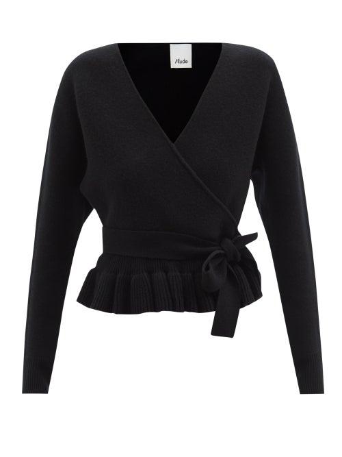 Allude - Peplum Wool-blend Wrap Sweater - Womens - Black