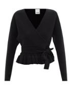 Allude - Peplum Wool-blend Wrap Sweater - Womens - Black