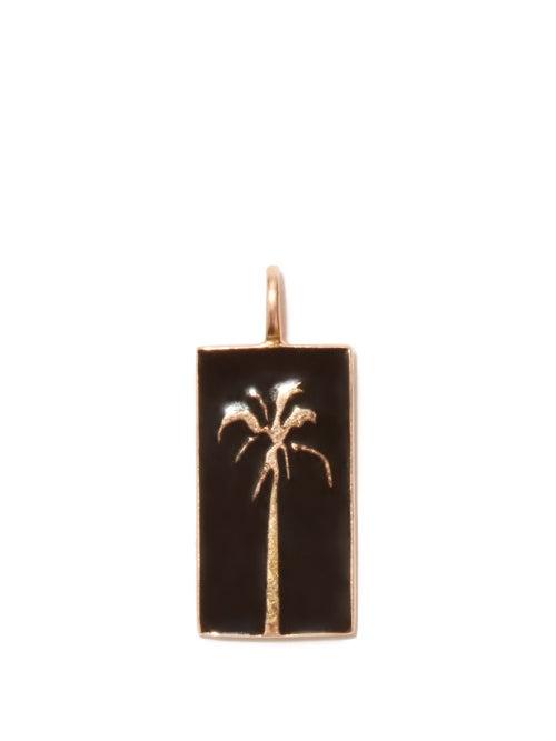 Ladies Fine Jewellery Dezso - La Palmera Enamel & 18kt Gold Charm - Womens - Black Gold
