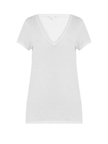 Ladies Lingerie Skin - V-neck Cotton Pyjama Top - Womens - White