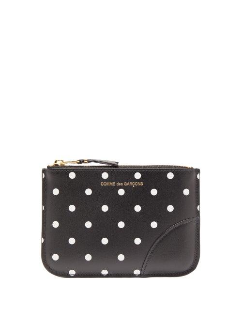 Matchesfashion.com Comme Des Garons Wallet - Polka Dot-print Mini Leather Coin Purse - Womens - Black Multi