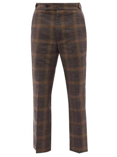 Needles - Check-jacquard Cotton-blend Cropped Trousers - Mens - Brown