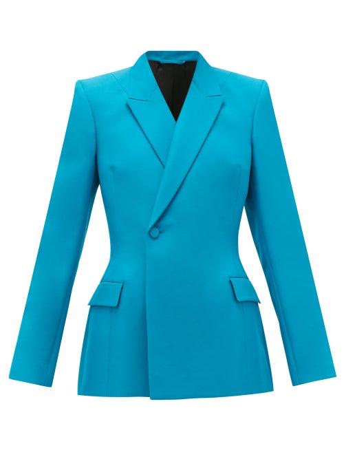 Matchesfashion.com Balenciaga - Waisted Double-breasted Jacket - Womens - Blue