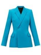 Matchesfashion.com Balenciaga - Waisted Double-breasted Jacket - Womens - Blue
