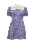 Matchesfashion.com Miu Miu - Floral Print Silk Charmeuse Mini Dress - Womens - Blue Multi